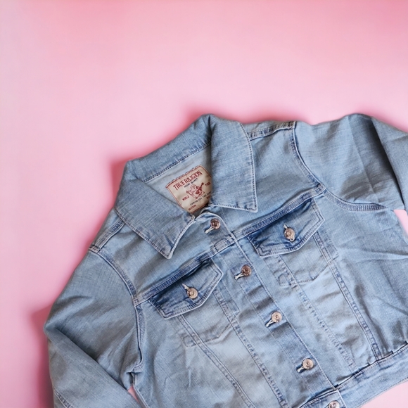 True Religion Denim Crop Jacket Stretch - Picture 5 of 13
